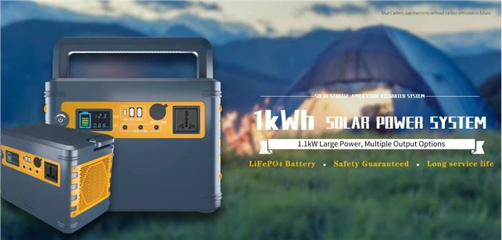 Blue Carbon New Product 1kwh All in One Solar Home System LiFePO4 Lithium Battery Solar Power Generator For Outdoor Camping Private Mould
